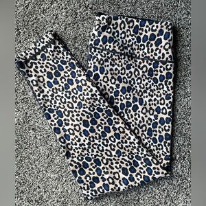 Victoria's Secret Leopard Print Leggings with Blue Highlights